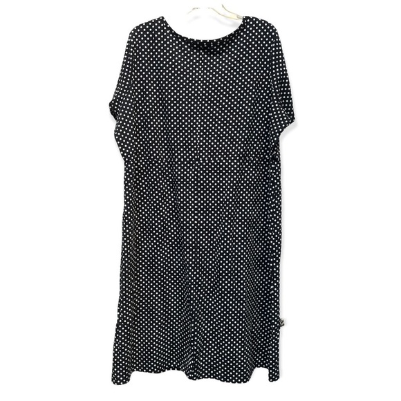 Ellos Plus Size Polka Dot Dress 22/24 Black Scoop Neck Stretch Short Sleeve - Picture 4 of 7